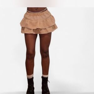 Tan Ruffled Women's Skirt